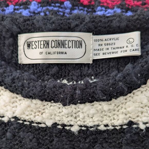 Nubby 80s WESTERN CONNECTION Colorful Stripe Sweater Vest Large - Picture 5 of 5